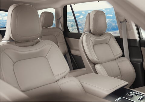 The interior of a 2023 Lincoln Aviator® SUV in the Sandstone interior color | Seekins Lincoln in Fairbanks AK
