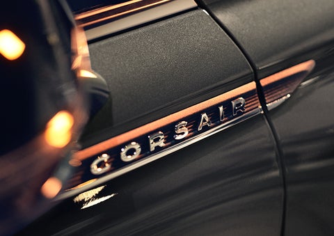 The stylish chrome badge reading “CORSAIR” is shown on the exterior of the vehicle. | Seekins Lincoln in Fairbanks AK