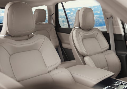 The interior of a 2024 Lincoln Aviator® SUV in the Sandstone interior color | Seekins Lincoln in Fairbanks AK