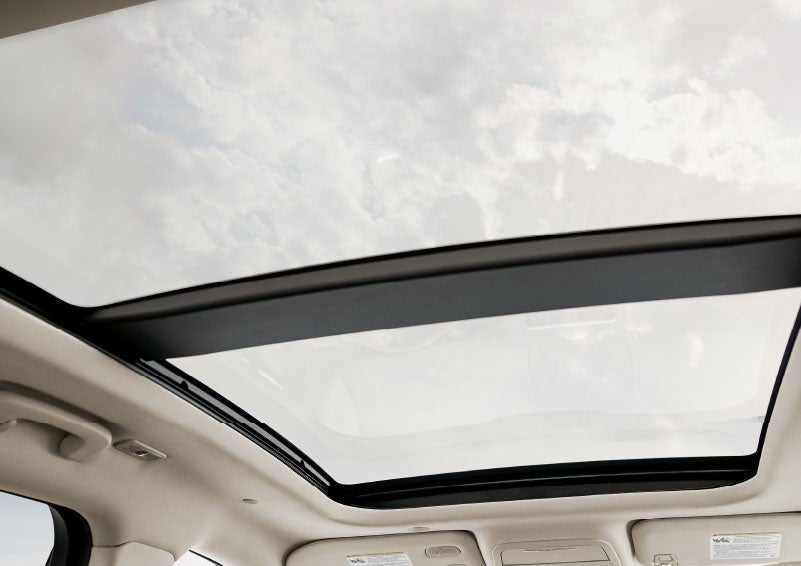 The available panoramic Vista Roof® is shown from inside a 2024 Lincoln Corsair® SUV. | Seekins Lincoln in Fairbanks AK
