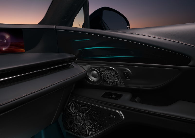 Selectable ambient lighting glows in the passenger door panel. | Seekins Lincoln in Fairbanks AK