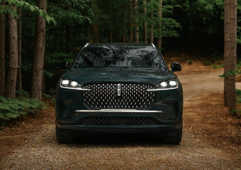 The front grille of a 2027 Lincoln Aviator® Black Label™ SUV is shown. | Seekins Lincoln in Fairbanks AK