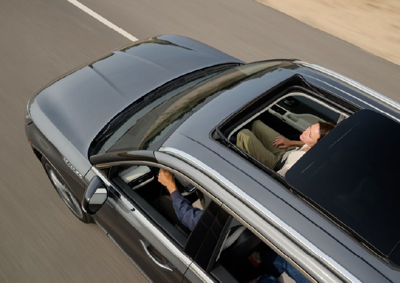 The available panoramic Vista Roof® of a 2027 Lincoln Aviator® SUV is open. | Seekins Lincoln in Fairbanks AK