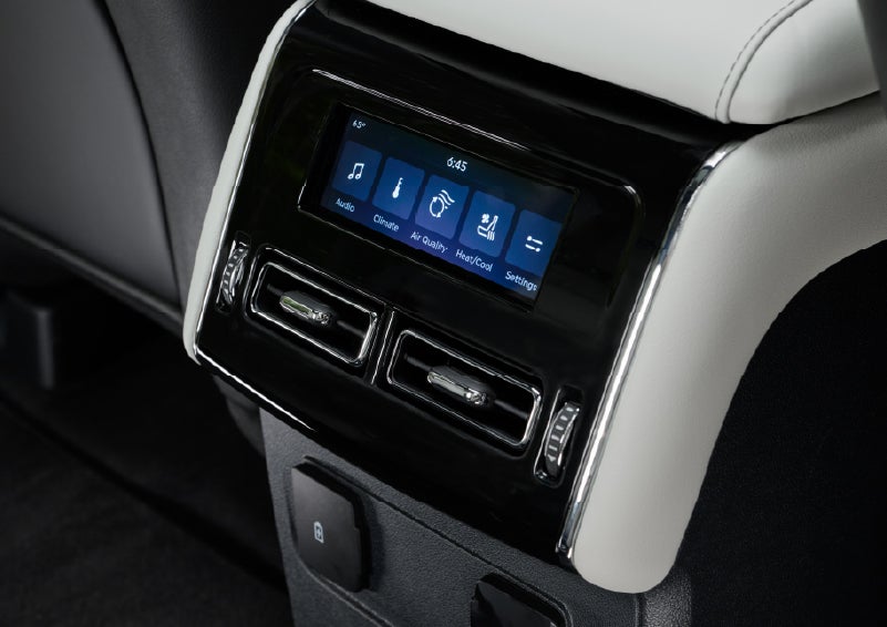 The second row touch screen displays audio and temperature control settings. | Seekins Lincoln in Fairbanks AK